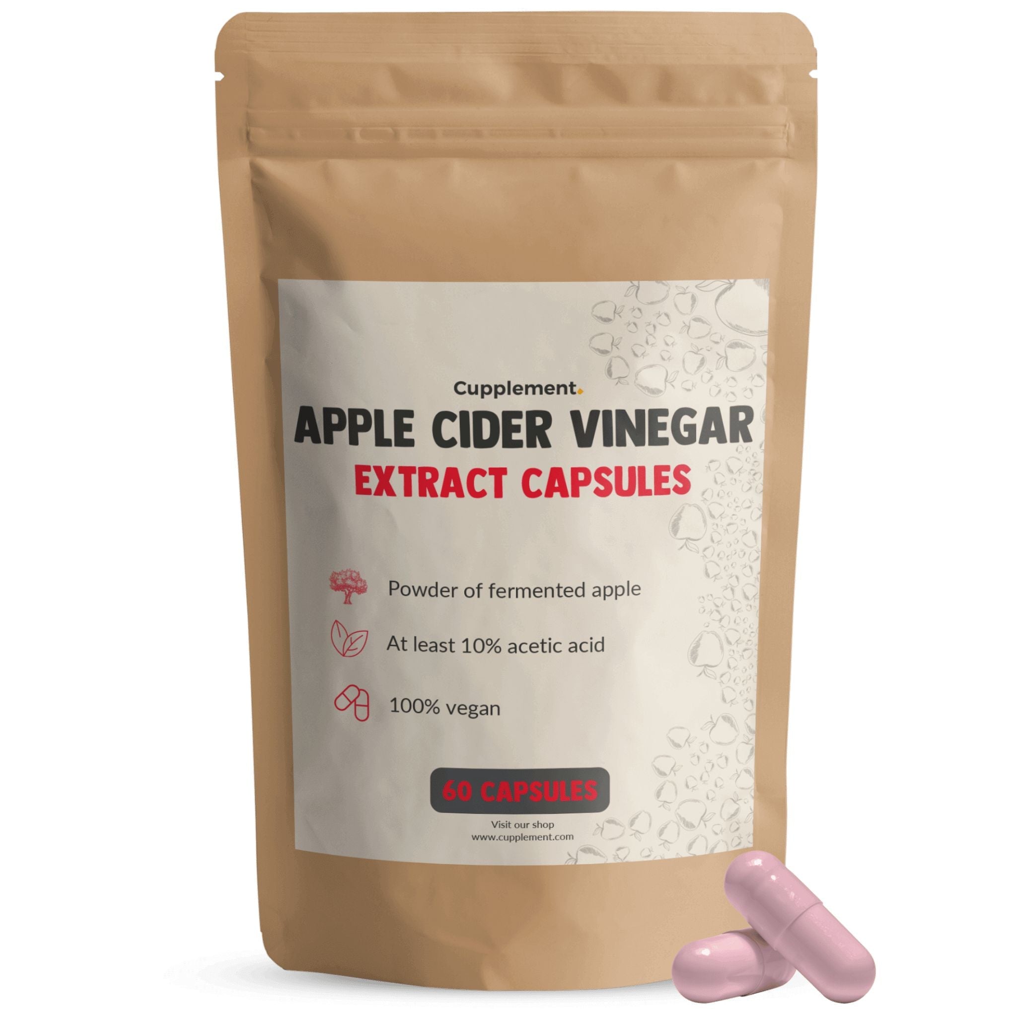 Apfelessig 500mg - 60 Kapseln - Cupplement - Apfelessig - Apple Cider - Kapseln - montcalia.ch