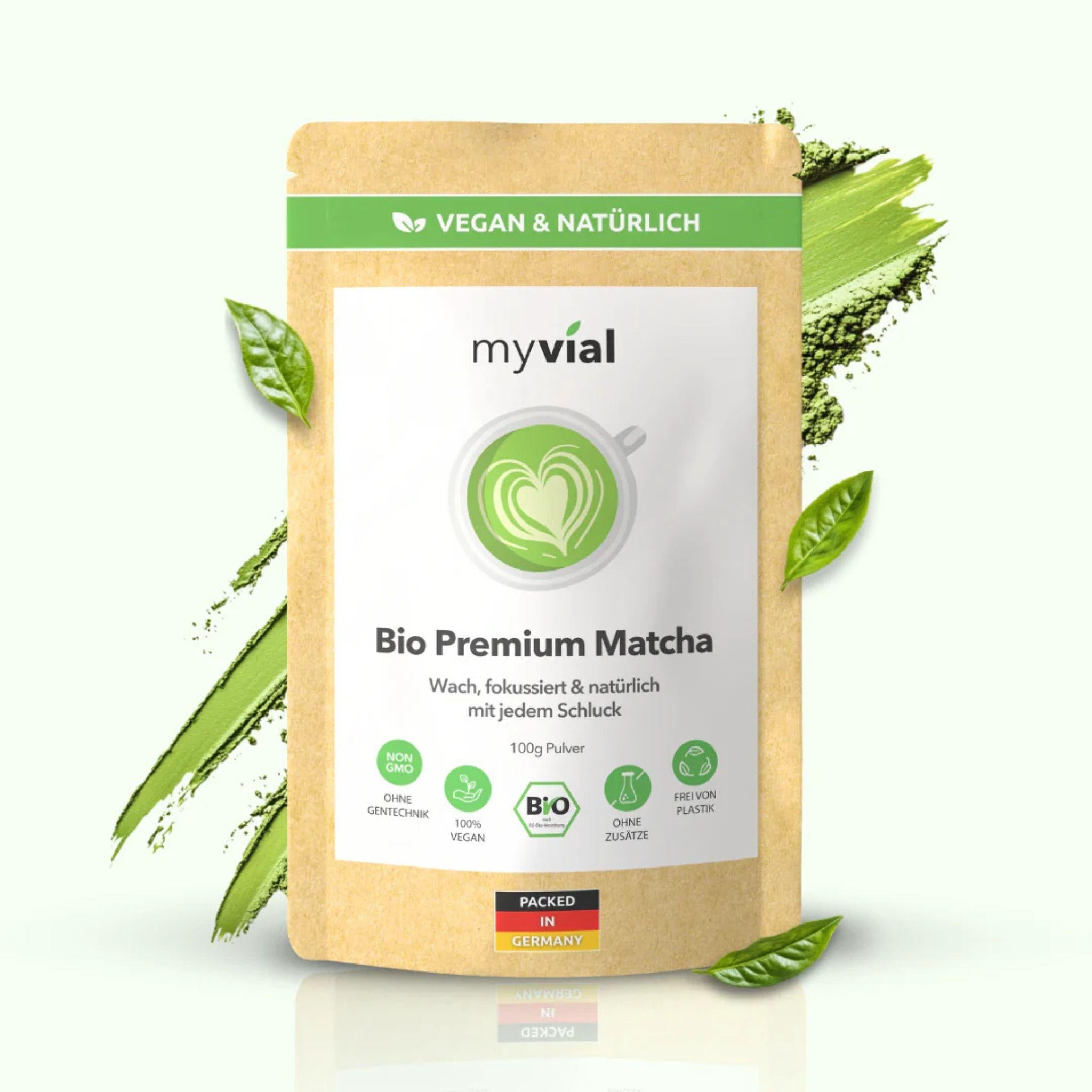 Bio Premium Matcha Pulver aus Japan - 100g - myvial - Bio - chai - EU Bio - montcalia.ch