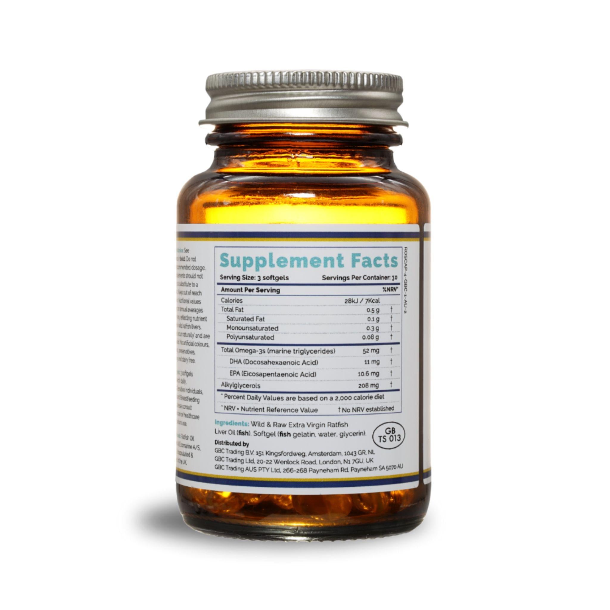 Ratfish Liver Oil - 90 Kapseln - Rosita Real Foods - 1000 UI - 5000 IU - Abnehmen - montcalia.ch