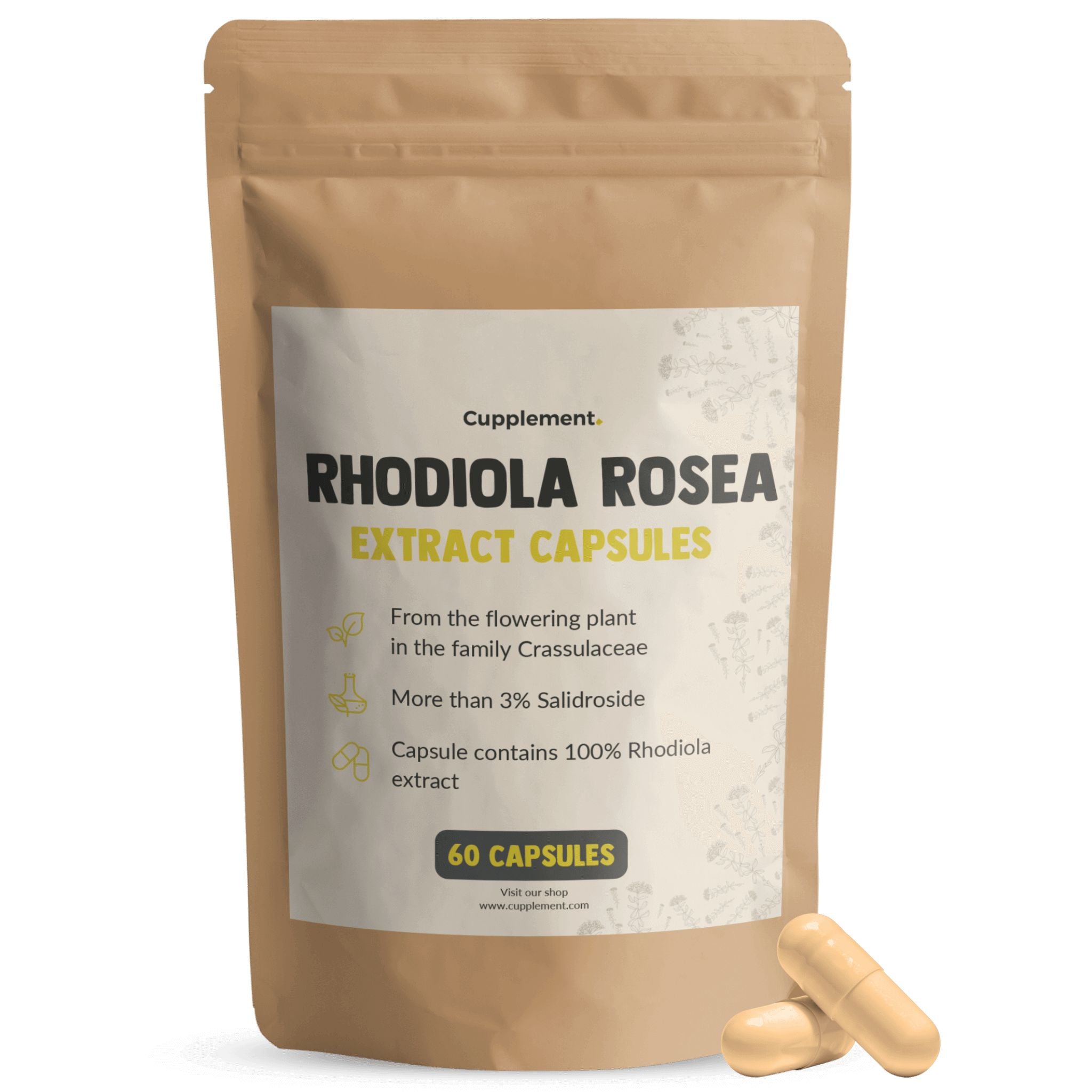 Rhodiola Rosea Extrakt 500mg - 60 Kapseln - Cupplement - Heilpflanze - Kapseln - Rhodiola - montcalia.ch